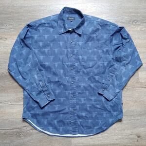 True Grit Shirt Vintage Mens Size L Button Up Western Longhorn USA Made